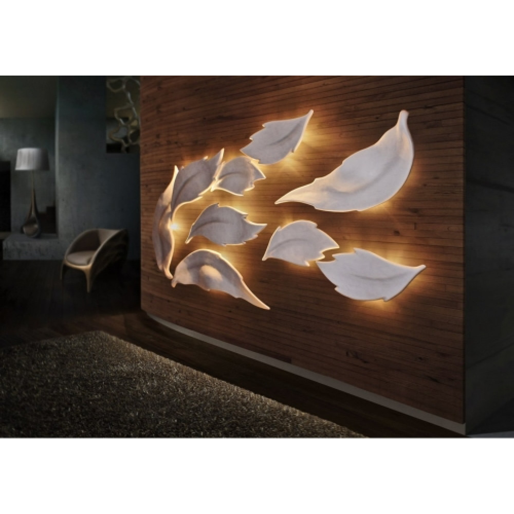 Декоративні 3D панелі Листя велике з LED підсвічуванням під фарбування