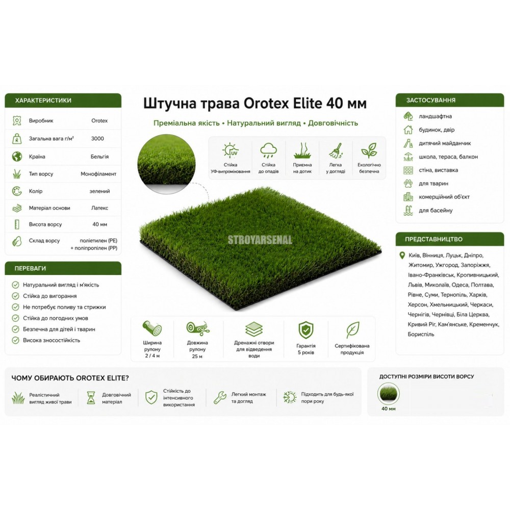 Искусственная трава Orotex Elite 40 мм