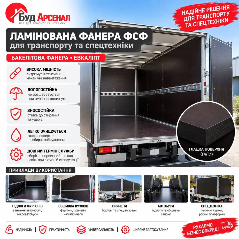 Фанера ламинированная ФСФ Эвкалипт 2500×1250×18 мм Гл/Гл