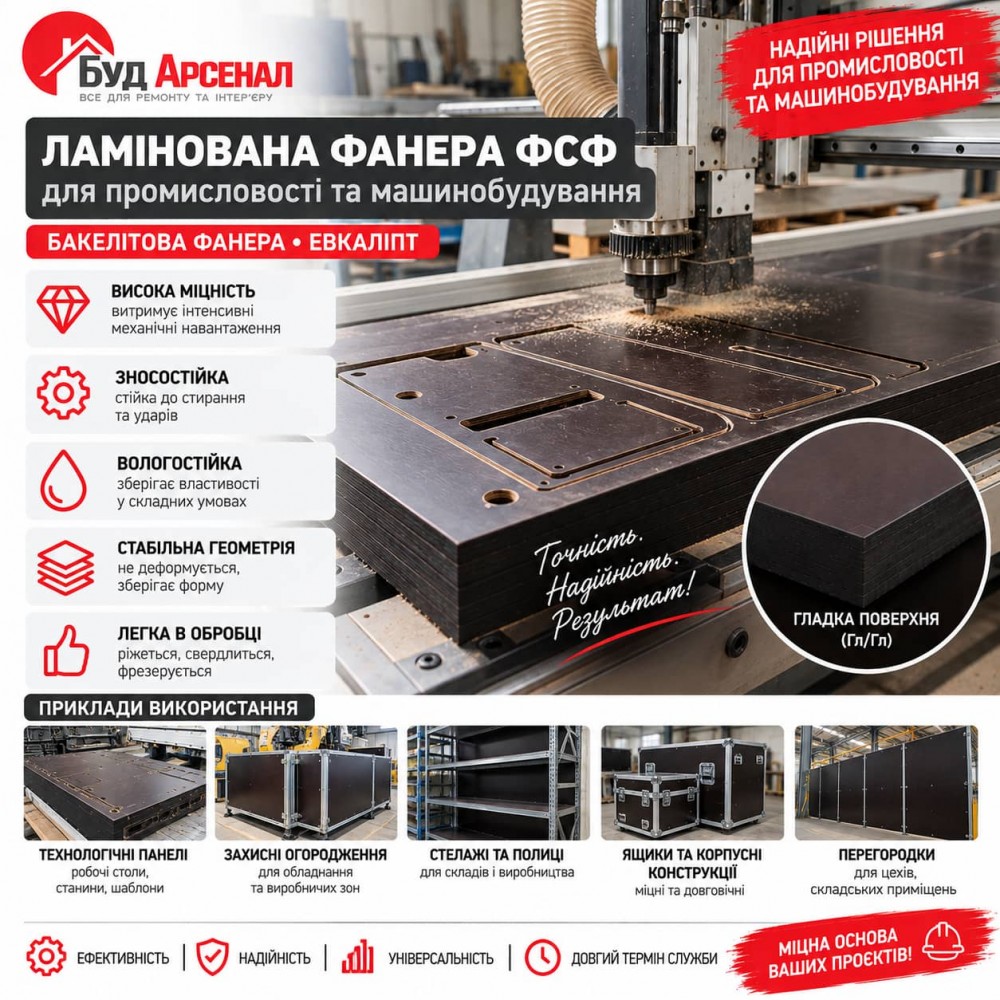 Фанера ламинированная ФСФ Эвкалипт 2500×1250×18 мм Гл/Гл