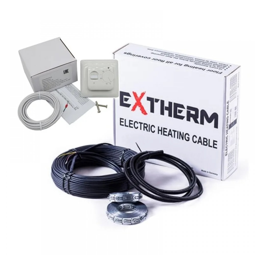 Нагревательный кабель Extherm ETC ECO - 125 м, 2500 Вт + механический терморегулятор RTC 70