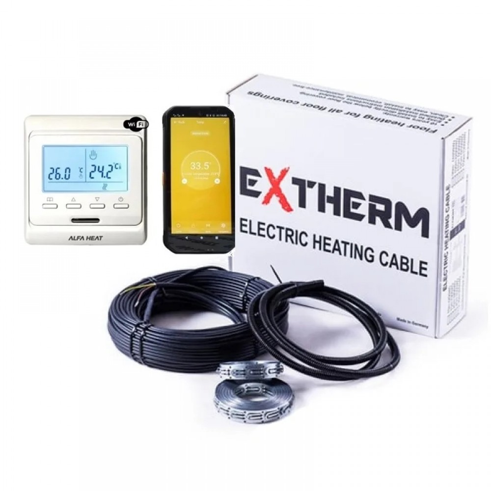 Нагревательный кабель Extherm ETC ECO - 10 м, 200 Вт + Wi-Fi терморегулятор