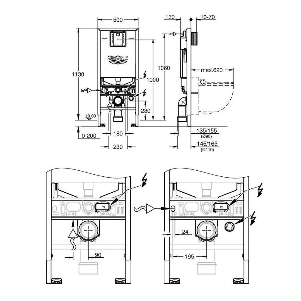 Инсталляция для унитаза Grohe Rapid SLX 39598000
