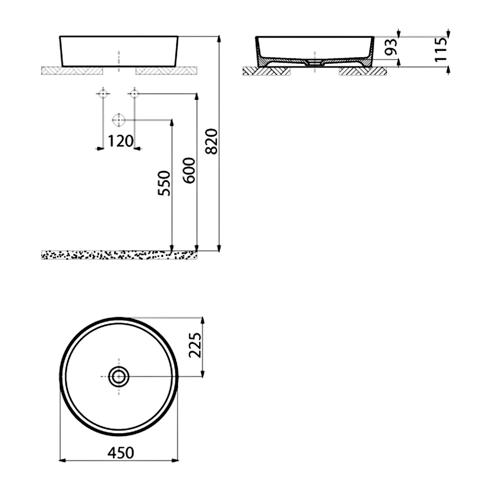 Раковина Creavit Loop Round LP145-00CG00E-0000 45 см цвет Cool Grey