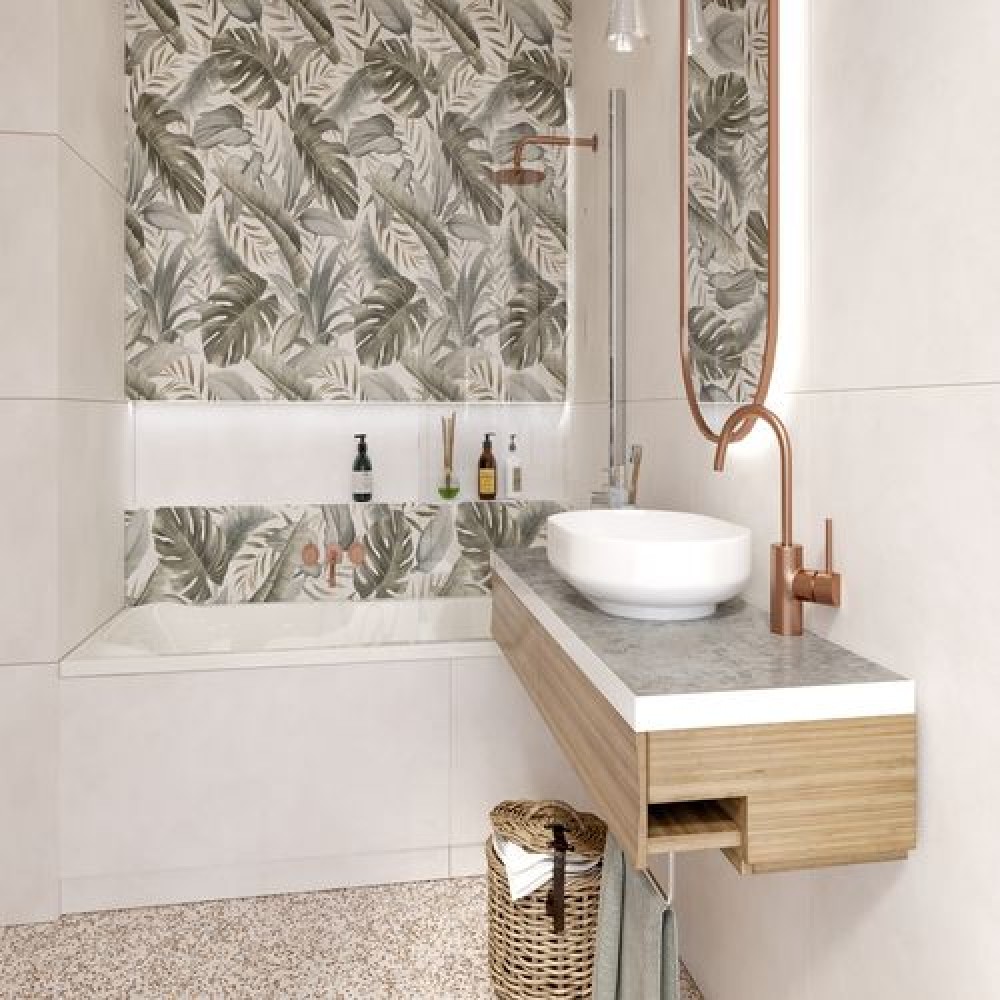 Керамогранит Golden Tile Oasis Concrete Tropics Айвори OSА920 60х120 см декор