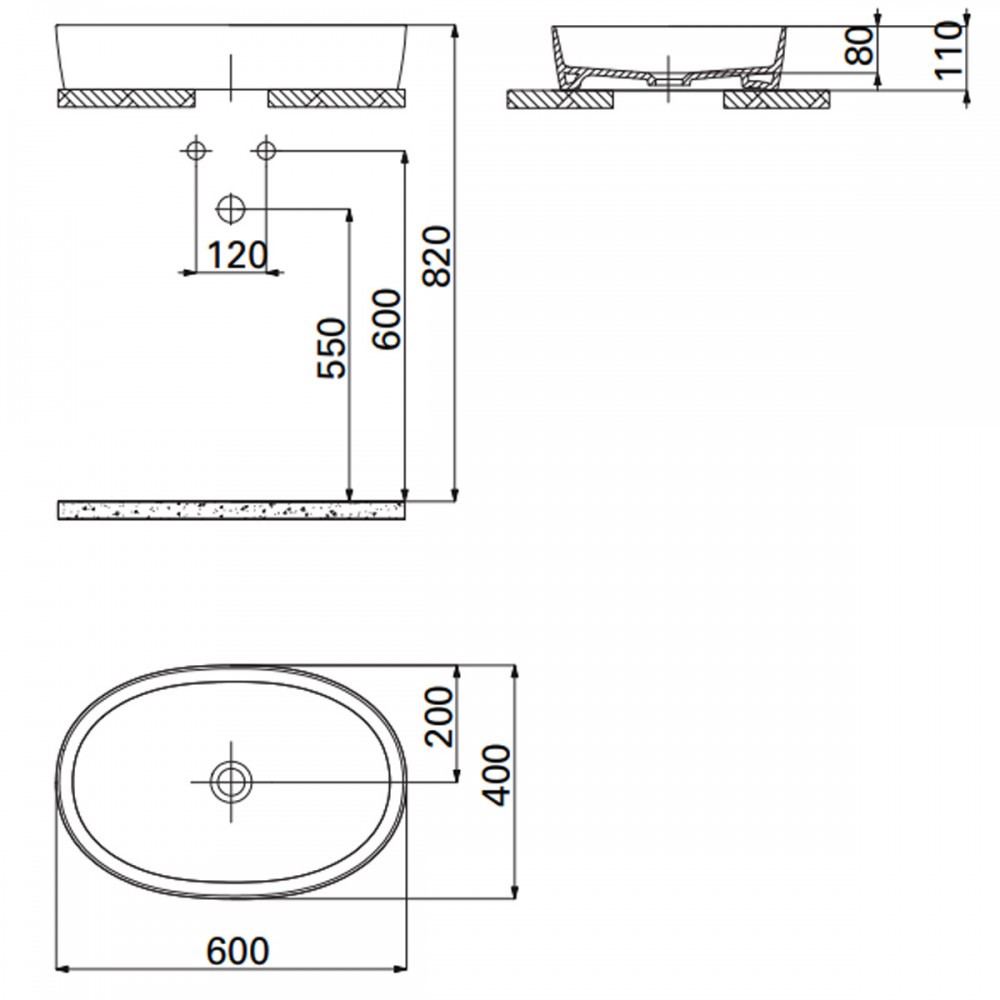 Раковина Creavit Loop LP160-00CM00E-0000 60 см Cappucino Matt