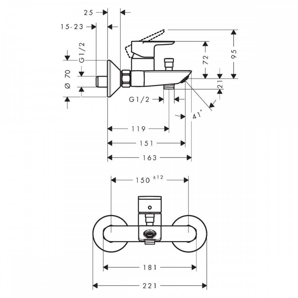 Смеситель для ванны Hansgrohe Neovis Q 71481000 хром