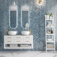 Плитка Golden Tile Como Синій на БІЛ.Рельєф COМS51 10х30 см