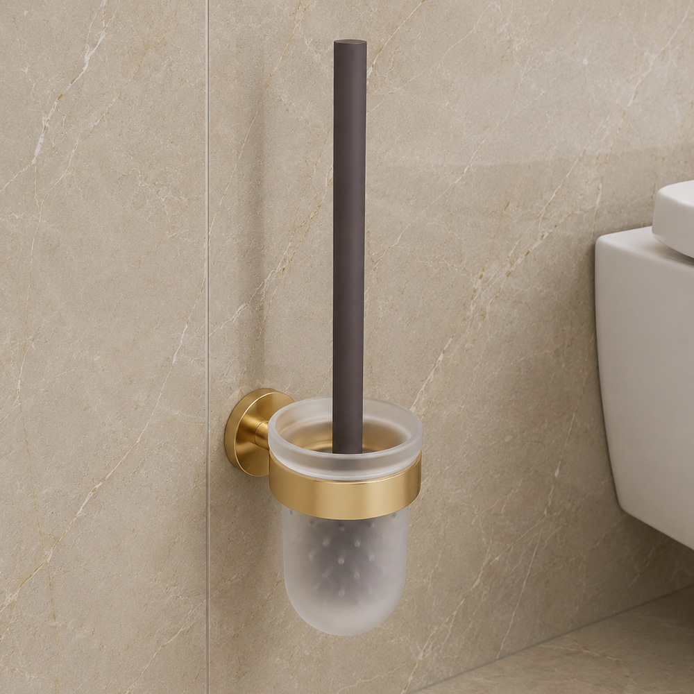 Щетка для унитаза с держателем Devit Flow DFL53071002BG, подвесная, цвет Brushed Gold PVD