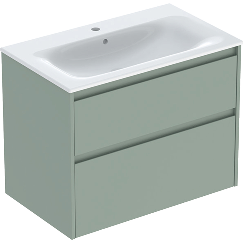 Тумба Geberit Selnova Square 504.139.IK.1 подвесная цвет зеленый шалфей мат с раковиной slim rim 80 см