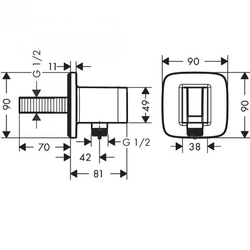 Шланговое подключение Hansgrohe FixFit Q 26887000 с держателем для душа
