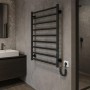 Полотенцесушитель электрический Марио Урбан-I 810x500/85 TR K 2.0 (2.3.8300.10.BM) в комплекте с кабелем и вилкой и набором для скрытого подключения, черный мат