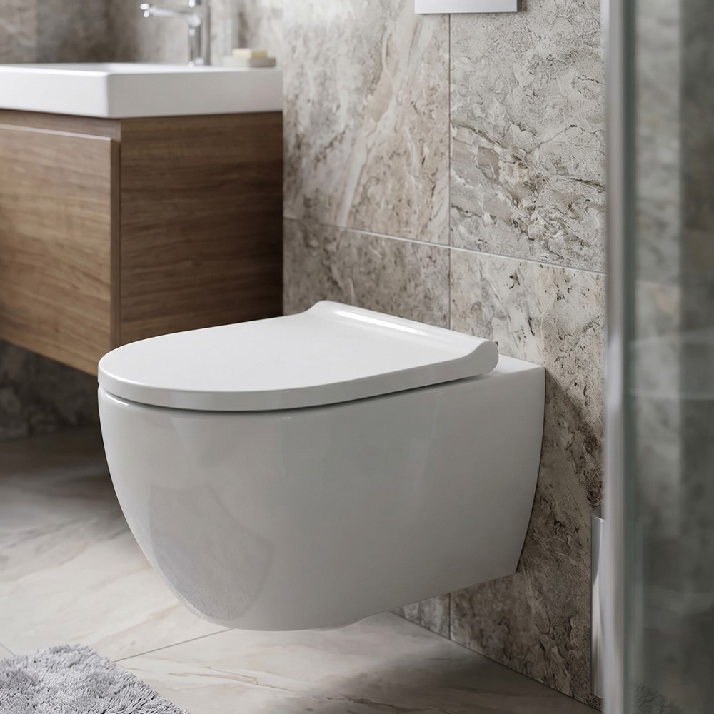 Унитаз подвесной Geberit Acanto 502.774.00.1 закрытая форма, TurboFlush, с сиденьем с крышкой