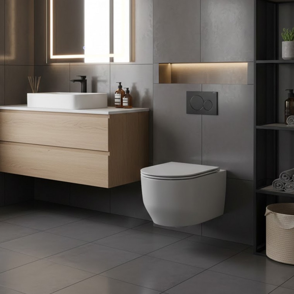 Унитаз подвесной Devit Art 3.0 3030140G безободковый с крышкой soft-close, Vortex Flush, серый мат