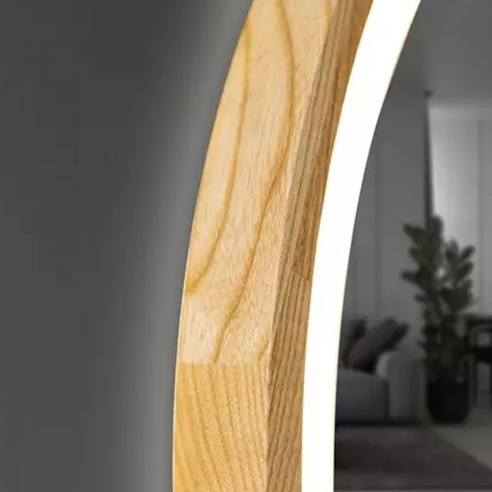 Зеркало Luxury Wood Perfection Slim с LED подсветкой, дуб натуральный, сенсорная кнопка-димер, 750х750мм