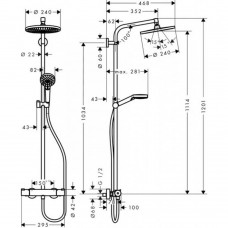 Душова система Hansgrohe Crometta 27267000 S 240 1jet Showerpipe з термостатом хром