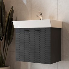 Тумба Devit Flow 484060A 60 см с умывальником и ручками, антрацит матовый Тумба Devit Flow 484060A 60 см с умывальником и ручками, антрацит матовый