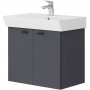 Тумба Devit Flow 484060A 60 см с умывальником и ручками, антрацит матовый