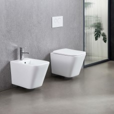 Біде підвісне Devit Flow square DFL0520400W з отвором під змішувач, білий глянець