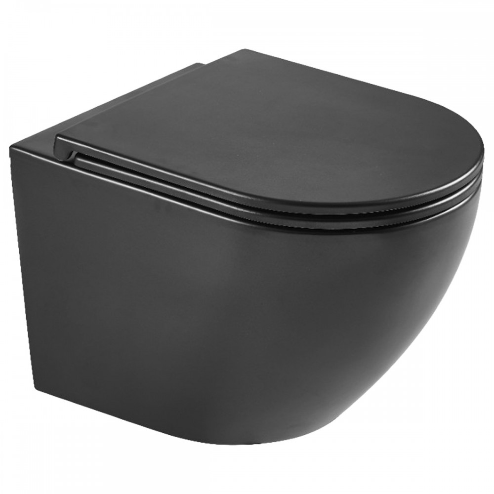 Подвесной унитаз Devit Flow DFL0460111MB 490?365?370 мм с крышкой soft-close, матовый черный