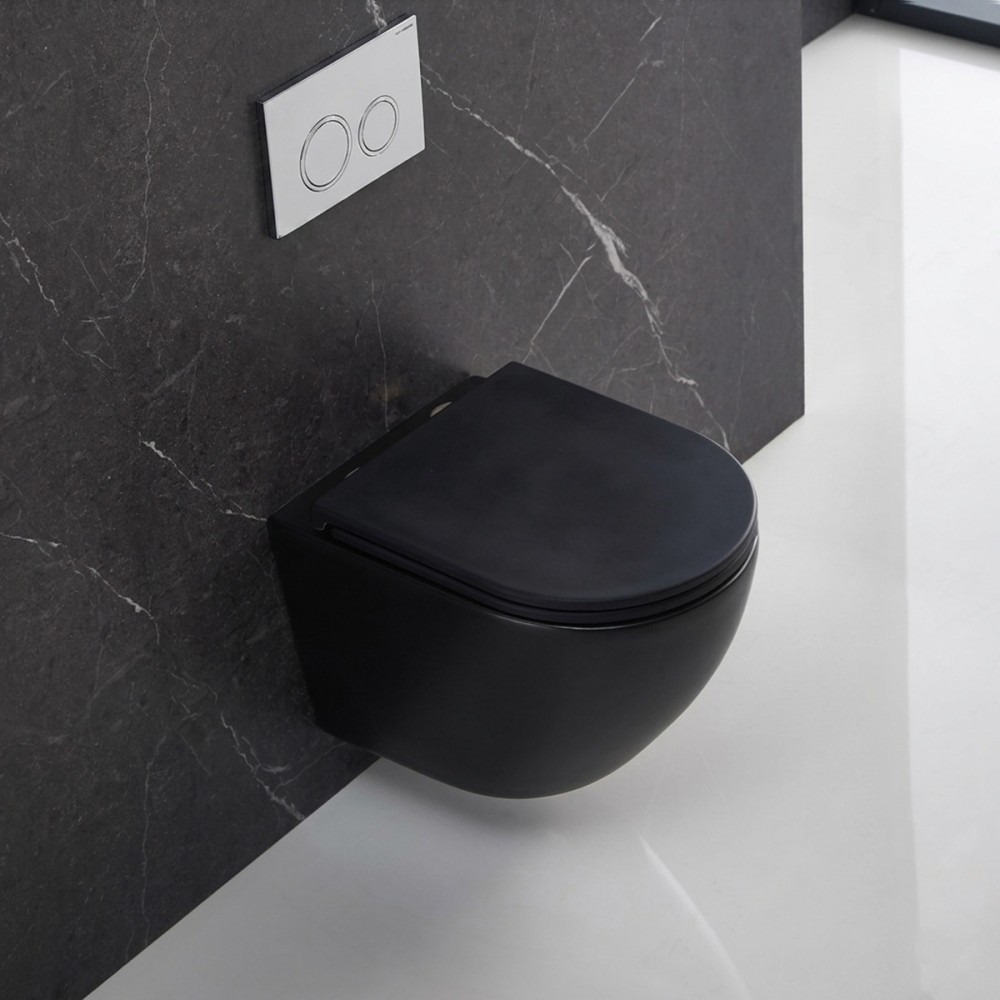 Подвесной унитаз Devit Flow DFL0460111MB 490?365?370 мм с крышкой soft-close, матовый черный