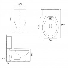 Унитаз-компакт Primera Carlos PC001C010W с крышкой soft-close, белый Унитаз-компакт Primera Carlos PC001C010W с крышкой soft-close, белый