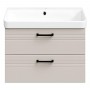 Тумба Devit Urbanis 454060BE 60 см с раковиной и черными ручками, бежевая