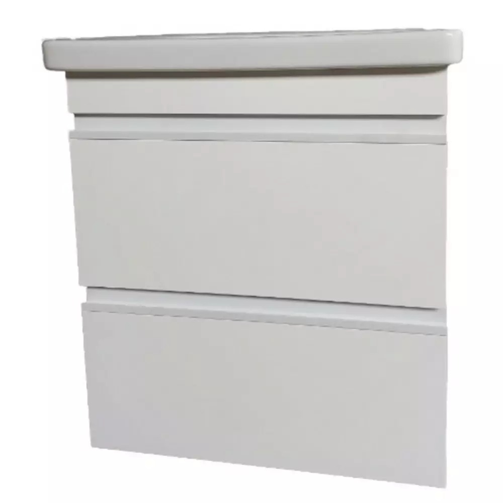 Тумба Devit Frame 753055W 55 см с раковиной и сифоном, белая глянцевая