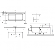 Ванна кварилова Villeroy&Boch Squaro Edge uBQ170SQE2DV-01 170х75 см з ніжками