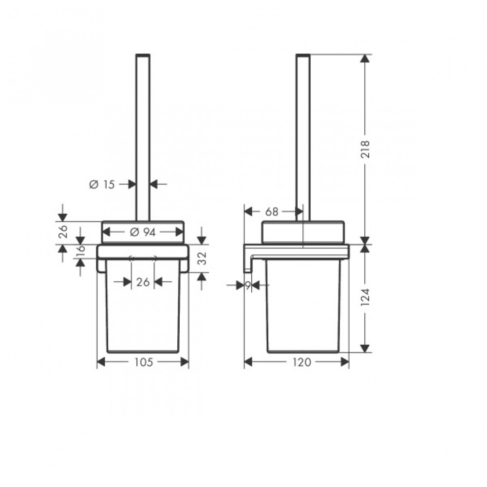 Щетка для унитаза Hansgrohe AddStoris 41752000 с держателем хром