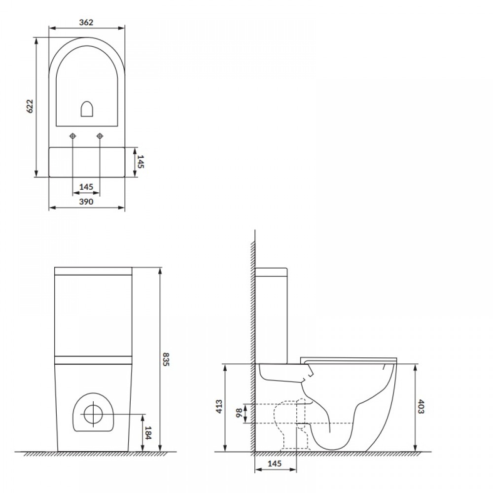 Унитаз-компакт 931 Cersanit Remo Pro Oval Tornado 011 ( CCKZ1016890001 / K3030-001 ) безободковый, сиденье SLIM, белый глянец
