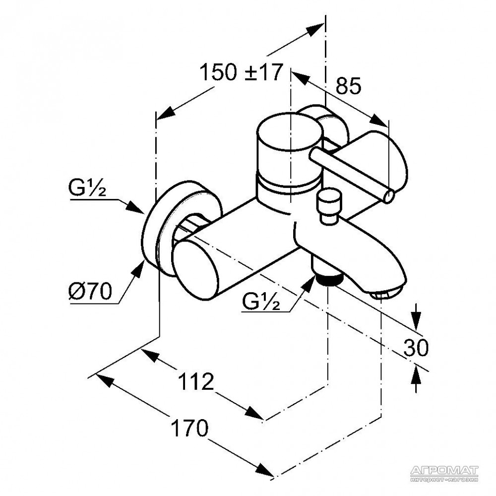 Смеситель для ванны Kludi Bozz 386910576