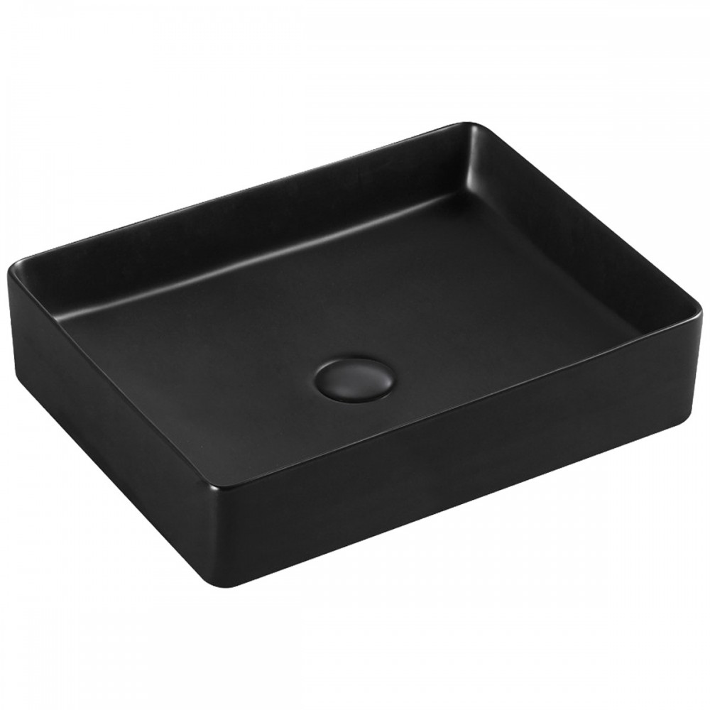 Раковина прямоугольная Devit Flow square DFL2170100MB 510х405х110 мм для установки на столешницу, черная матовая