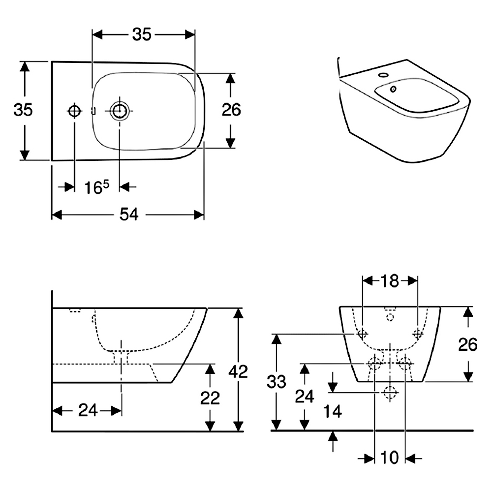 Биде подвесное Geberit Smyle Square 500.209.01.1