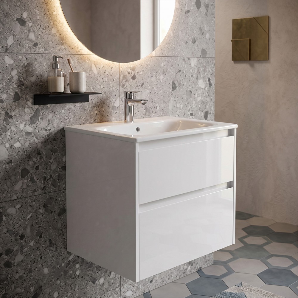 Тумба Geberit Selnova Square 504.138.01.1 подвесная, цвет белый с шелковисто-глянцевым покрытием, с раковиной slim rim 60 см