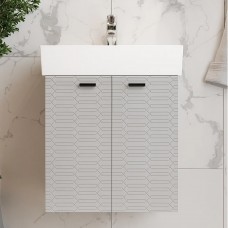Тумба Devit Flow 484050G с умывальником и ручками, серый матовый Тумба Devit Flow 484050G с умывальником и ручками, серый матовый