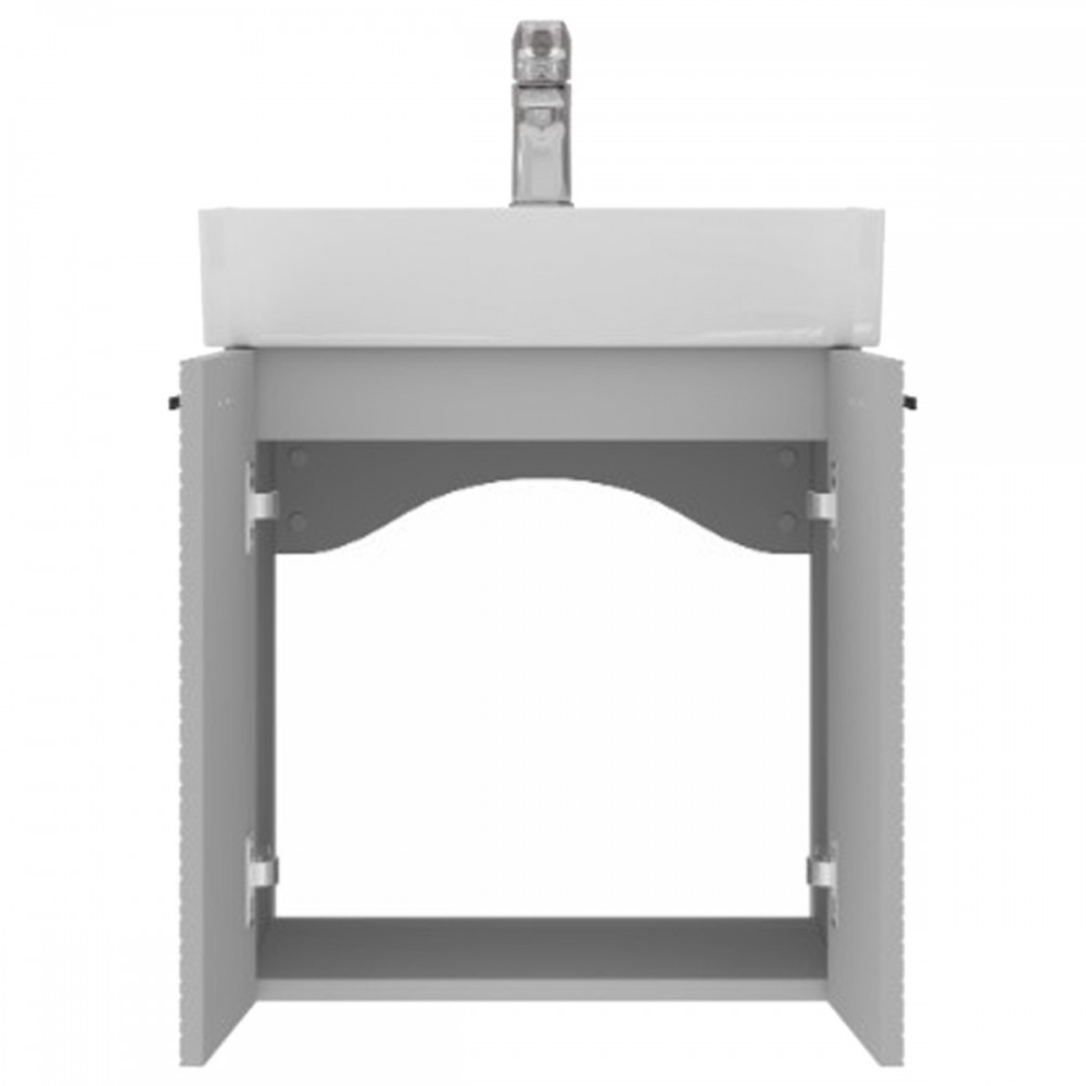 Тумба Devit Flow 484050G с умывальником и ручками, серый матовый