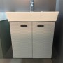 Тумба Devit Flow 484050G с умывальником и ручками, серый матовый