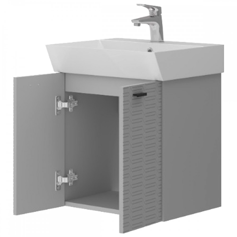 Тумба Devit Flow 484050G с умывальником и ручками, серый матовый