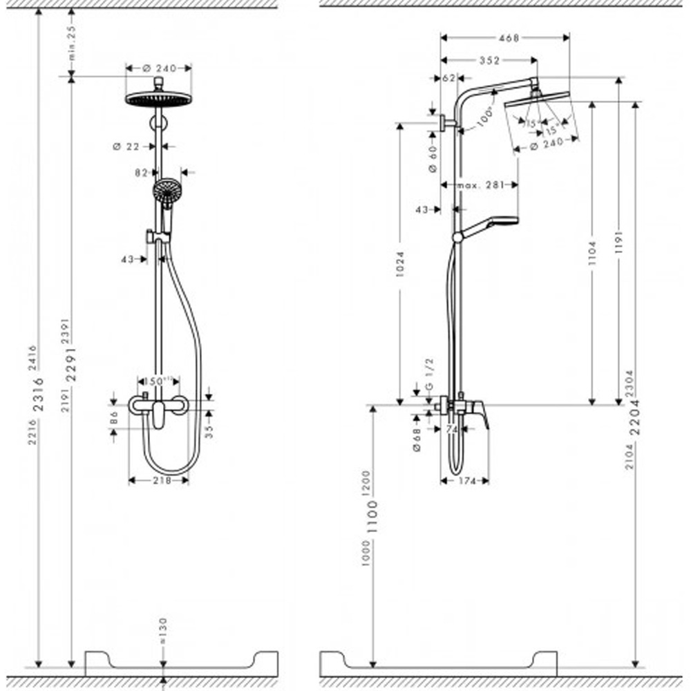 Душевая система Hansgrohe Crometta 1jet Showerpipe 27269000 хром