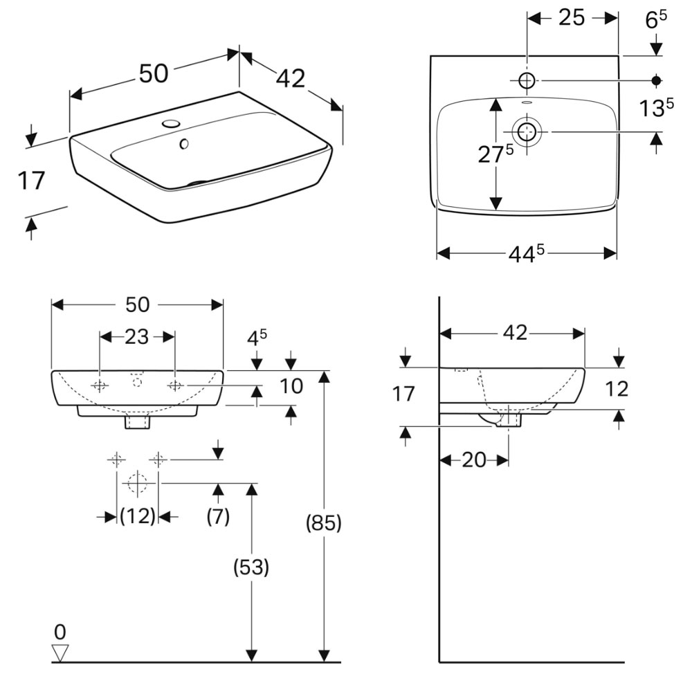 Раковина Geberit Selnova Square 500.310.01.7 50 см
