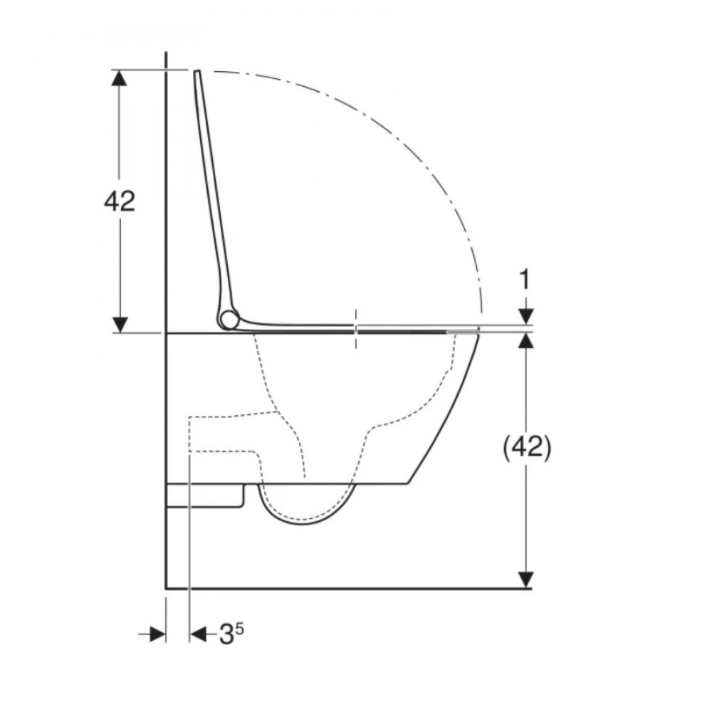Унитаз подвесной Geberit Smyle Square 500.685.01.1 Rimfree, с сиденьем Soft Close (Sandwich)