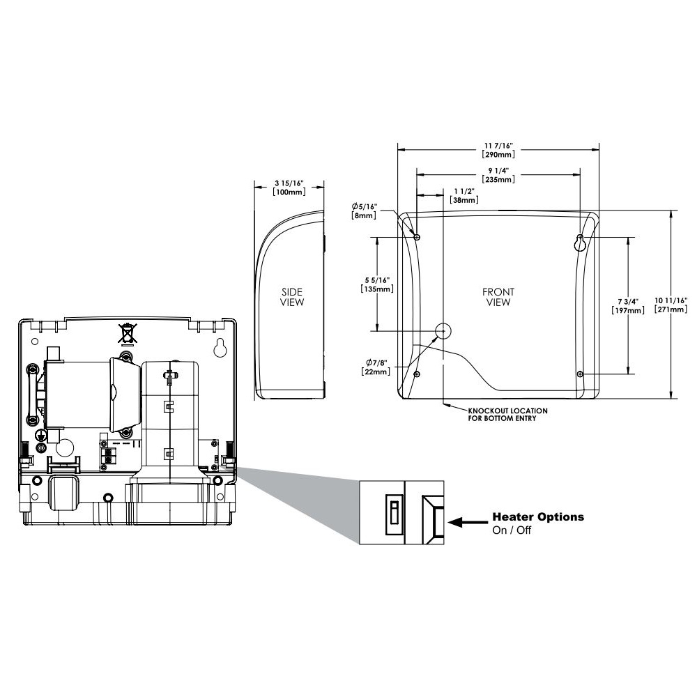 Сушилка для рук Genwec Slimdri GW01 03 04 01 950 Вт хром матовый