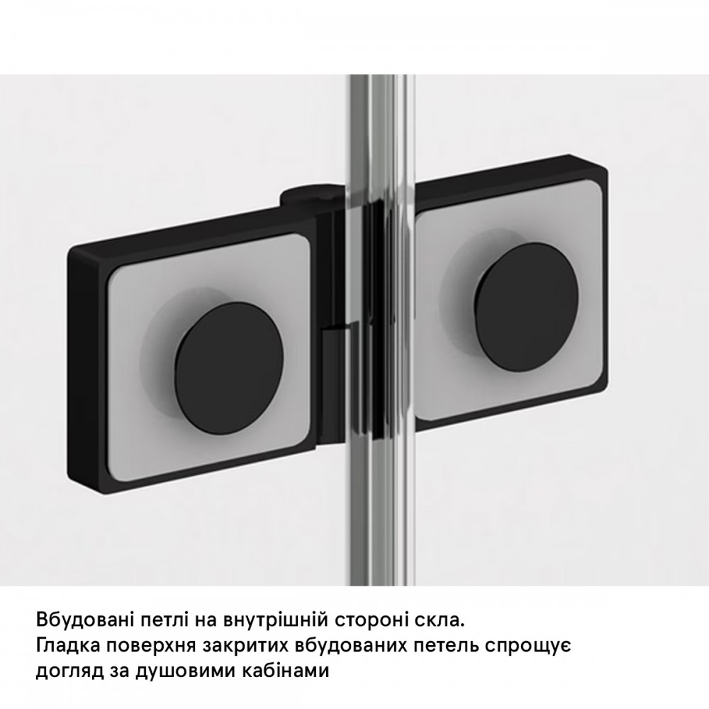 Душевые двери с фиксированной стенкой Ronal Annea BlackLine AN13WD12000607 120х200 см распашные правые, профиль черный матовый, прозрачное стекло