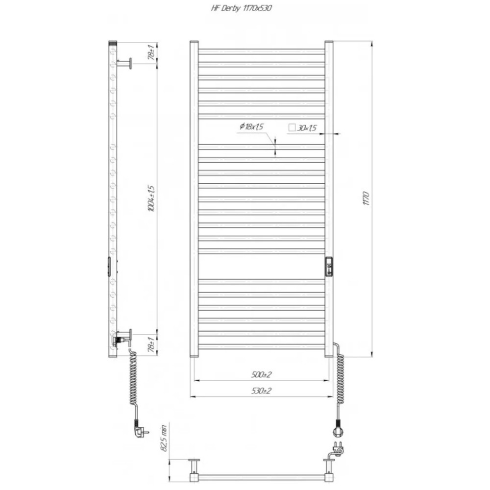 Полотенцесушитель электрический Hygge Family Derby 6.1.0404.06.WM 1170х530 мм, белый матовый