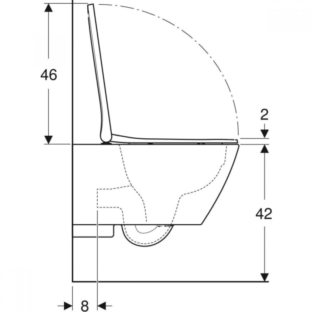 Унитаз подвесной Geberit Smyle Square 500.683.00.2 Rimfree, с сиденьем Soft Close