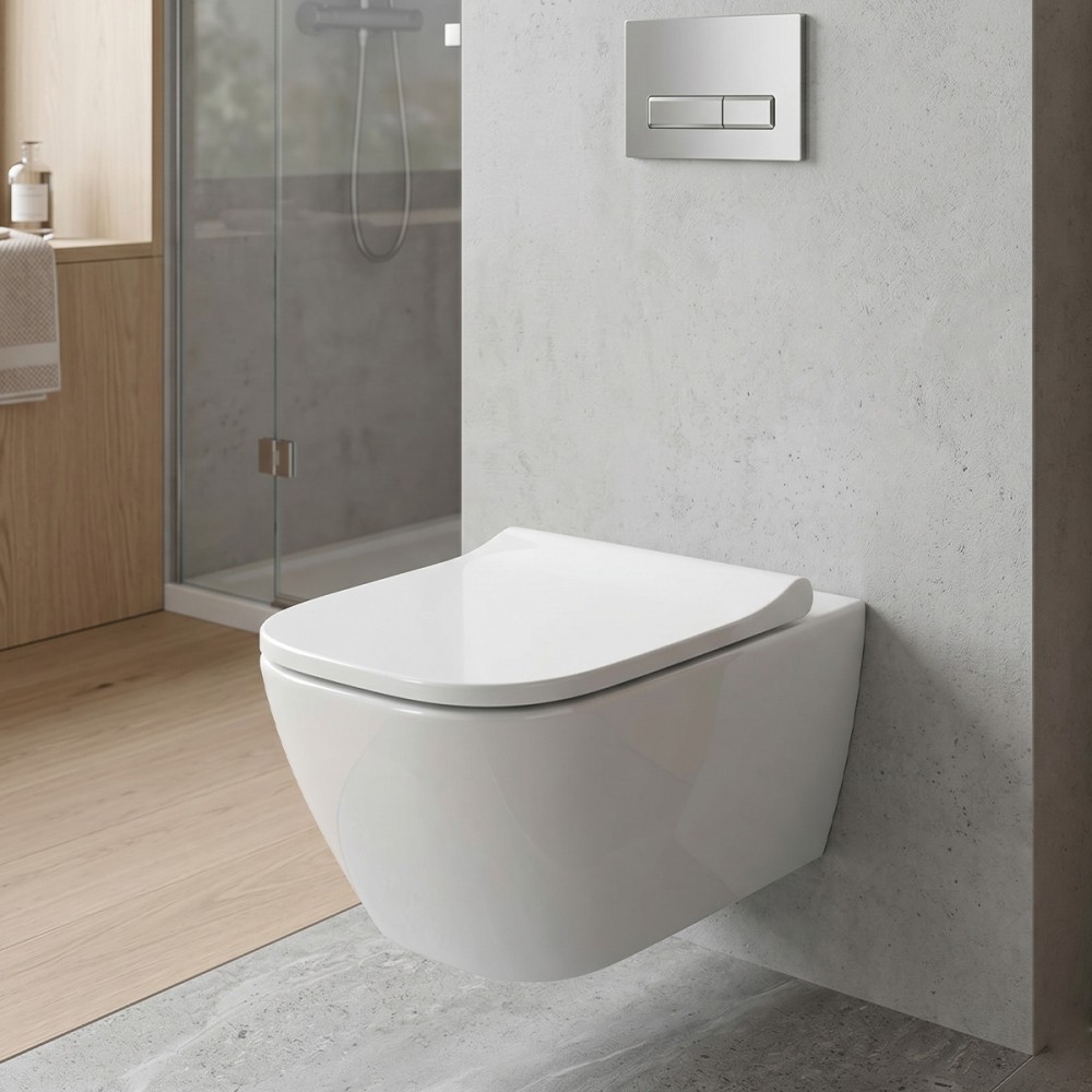 Унитаз подвесной Geberit Smyle Square 500.683.00.2 Rimfree, с сиденьем Soft Close