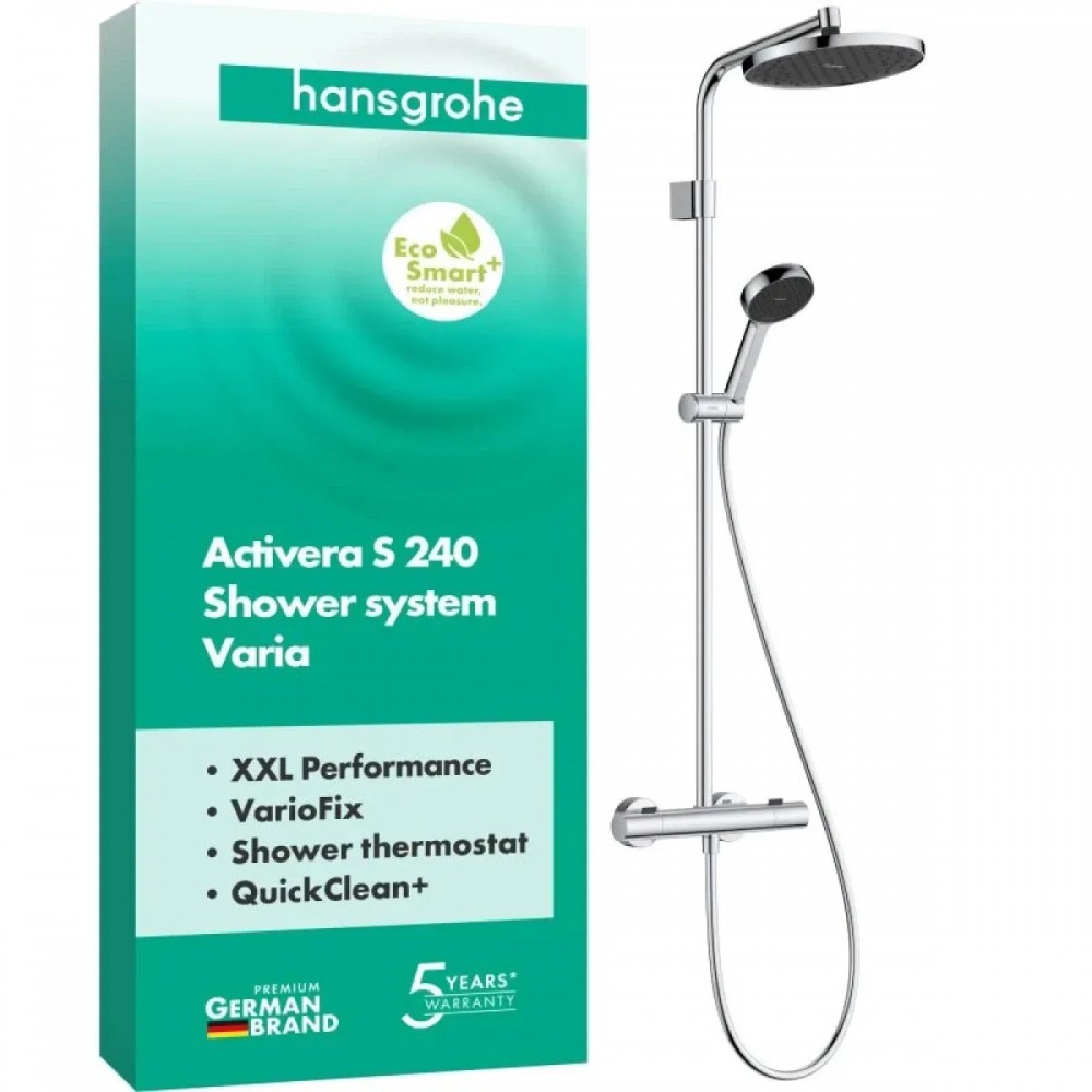 Душевая система Hansgrohe Activera S 240 1jet EcoSmart 28078000 с термостатом Ecostat Fine Varia, хром