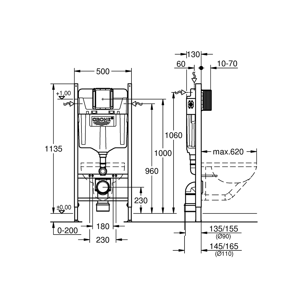 Инсталляция для унитаза Grohe Rapid SL 388400WG 2в1