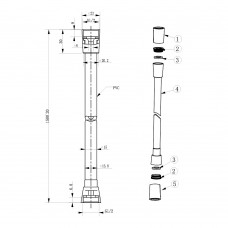 Душевой шланг Devit Flow D113000001000BM с латунными гайками G1/2’’ длиной 1,5 м, черный матовый